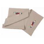 Bieżnik lniany z haftem - maki