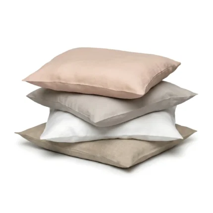 Poszewki lniane komplet 4 sztuk - kolory różowy, szary, biały, naturalny