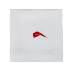 Lniana serweta - śnieżnobiała z haftem czapka Mikołaja