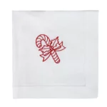 Lniana serweta - śnieżnobiała z haftem laska Mikołaja