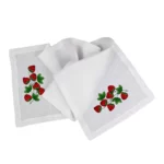 Bieżnik lniany z haftem – truskawki