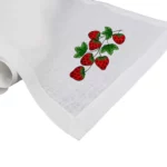 Bieżnik lniany z haftem – truskawki