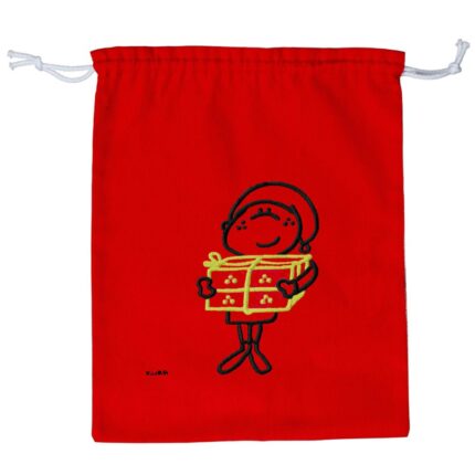 Czerwony worek bawełniany na prezent - prezent