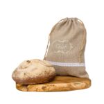Lniany worek na chleb z haftem i koronką – różne warianty