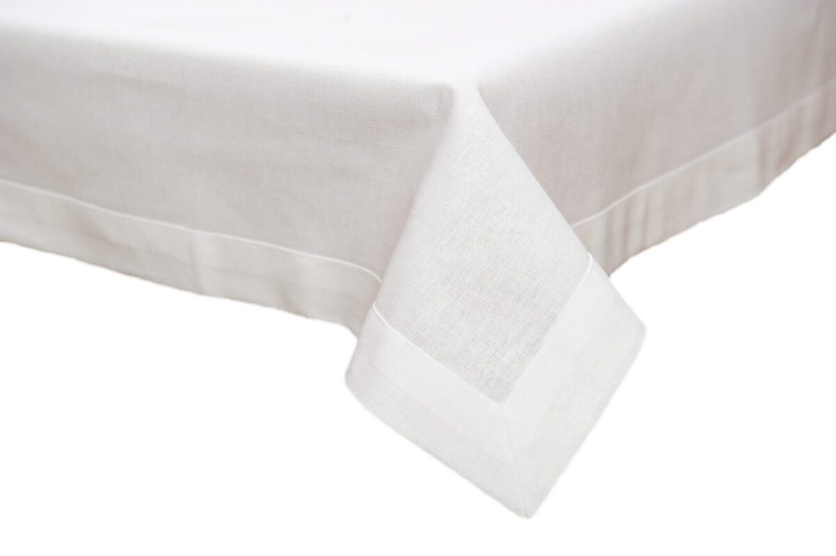 Obrus lniany 140x180 biały