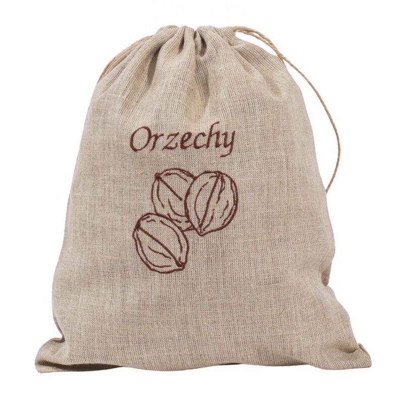 Lniany worek na orzechy - 33x45 cm
