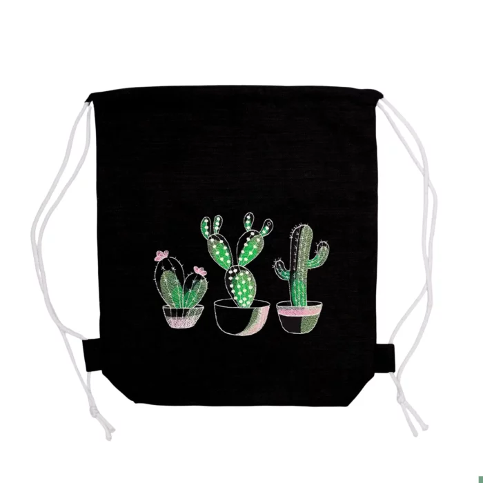 Workoplecak bawełniany z haftem - kaktusy