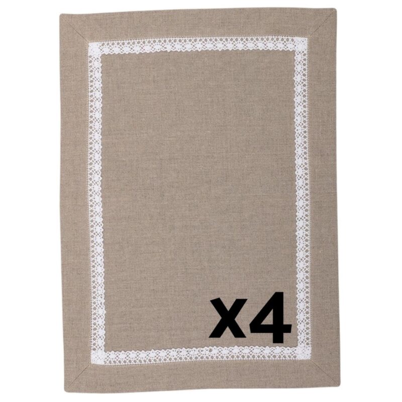 Podtalerze - podkładki pod talerze - lniane z koronką