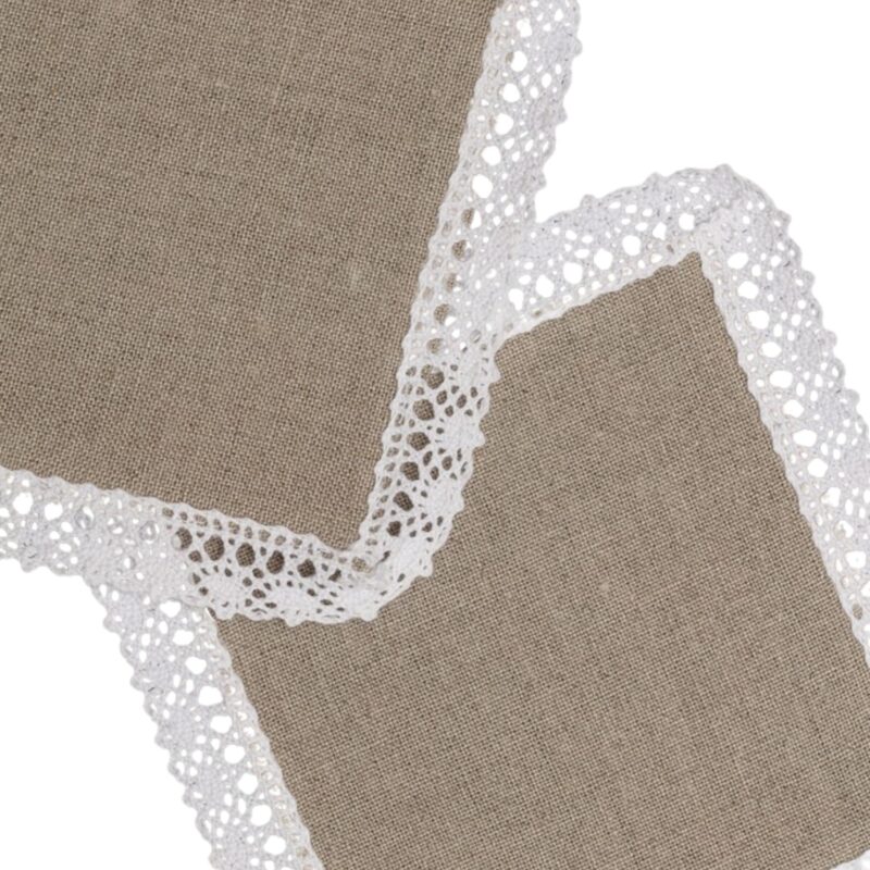 Podkładki pod kubki - lniane z koronką - 4 sztuki