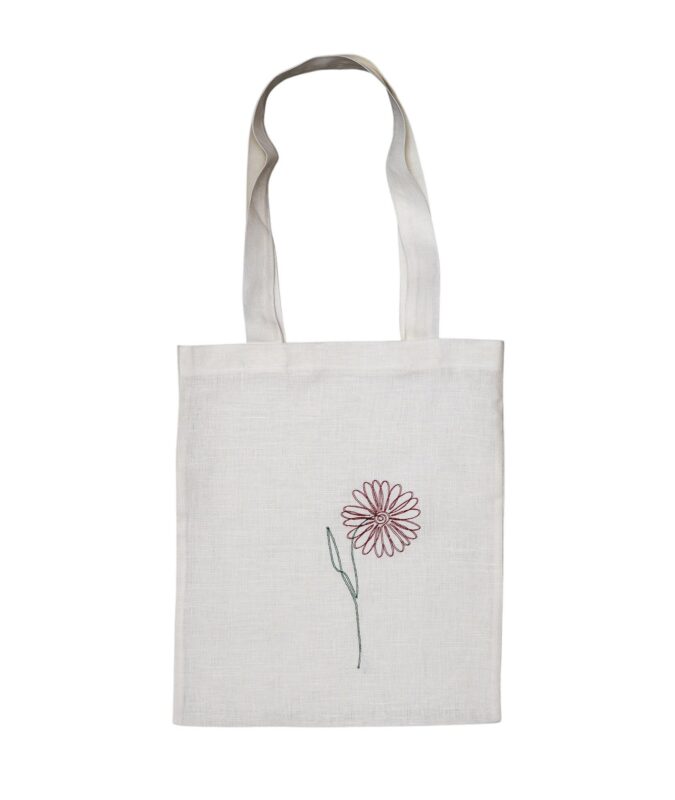 Torba lniana zakupowa z haftem - MARGARETKA