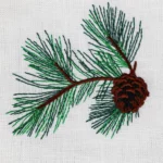 Lniana serweta - śnieżnobiała z haftem sosna