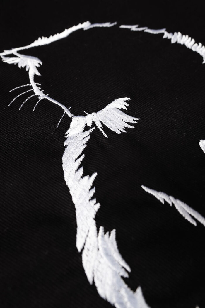Torba bawełniana czarna zakupowa z haftem - kot