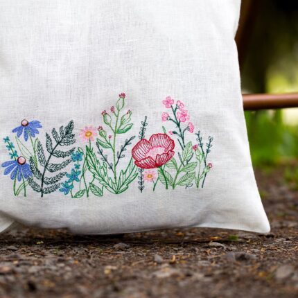 Torba lniana zakupowa – kwietna łąka