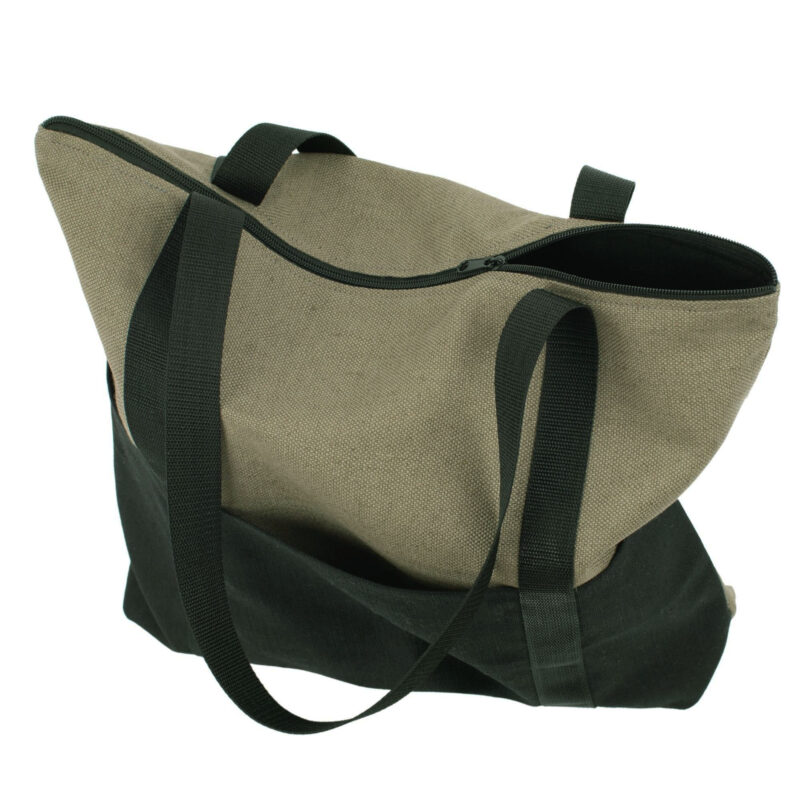 Torba lniana typu "EKO Style Stripes" - zamykana na suwak oliwkowo-czarna