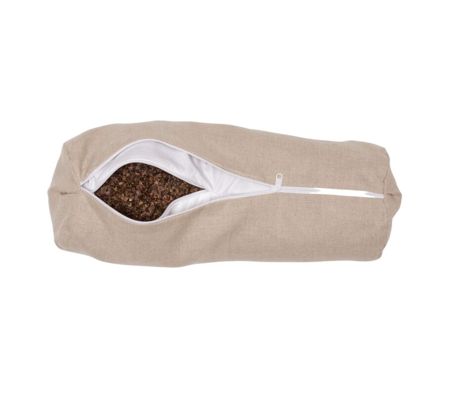 Wałek / bolster do jogi z łuską gryki i lnianą poszewką