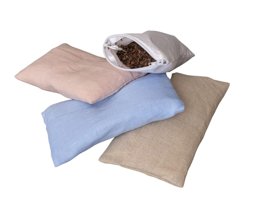 Poduszka obciążeniowa na oczy z gryką i lnianą poszewką