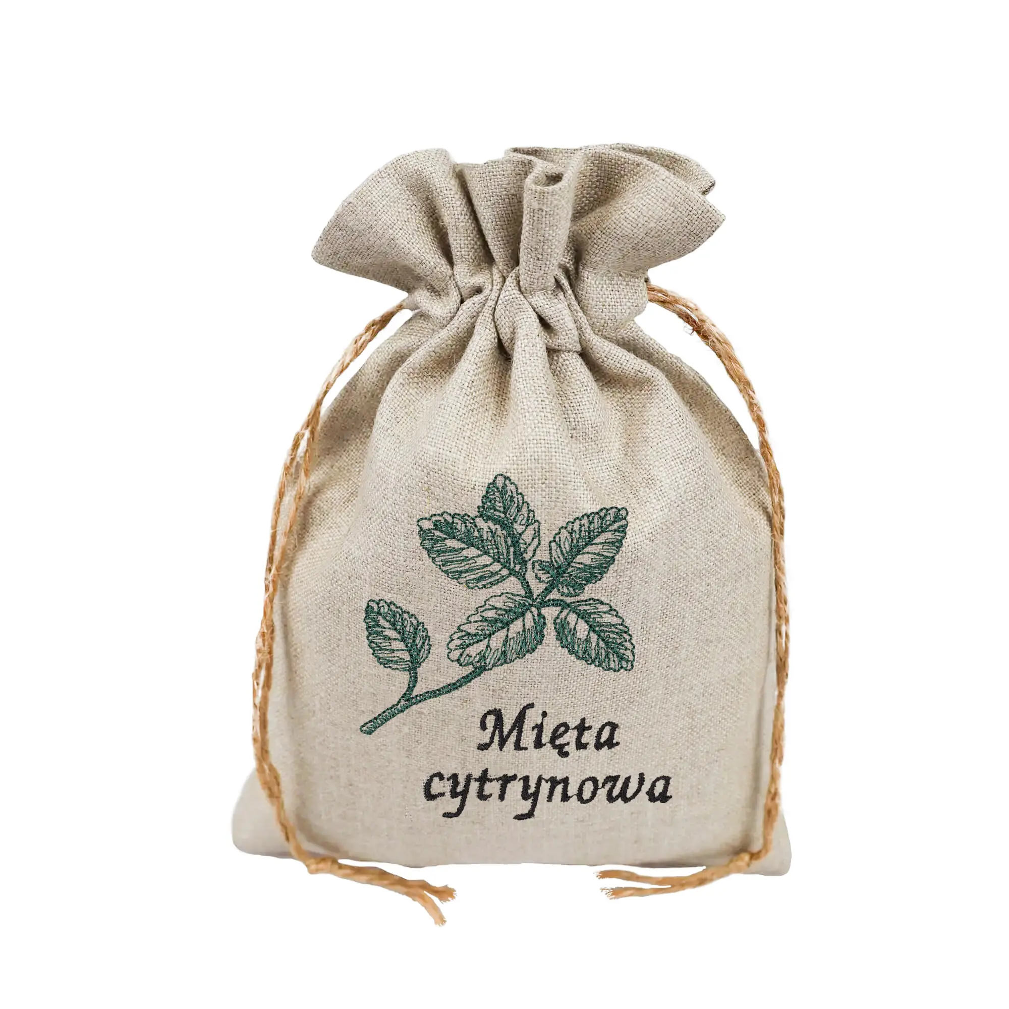 Lniany woreczek na miętę cytrynową 1 Lniany woreczek na miętę cytrynową
