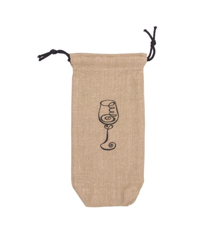 Lniany worek na wino z haftem – dwa wzory