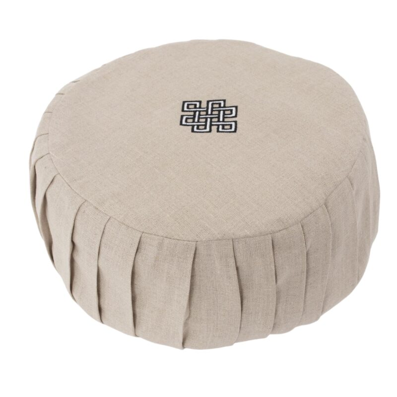 Lniana poduszka do medytacji wypełniona gryką ZAFU - z haftem