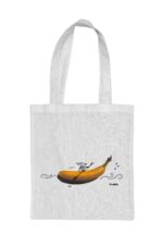 KURAże NA LNIE – torba lniana z kieszonką – bananowy kajak