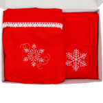 Zestaw sakwa bawełniana z śnieżynką i kieszonki na sztućce - dwa kolory