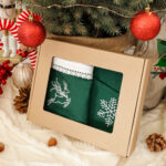 Zestaw sakwa bawełniana z śnieżynką i kieszonki na sztućce - dwa kolory - Image 2