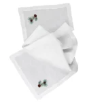 Bieżnik lniany biały z haftem - sosna - Image 2