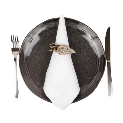 Serweta lniana biała z listwą