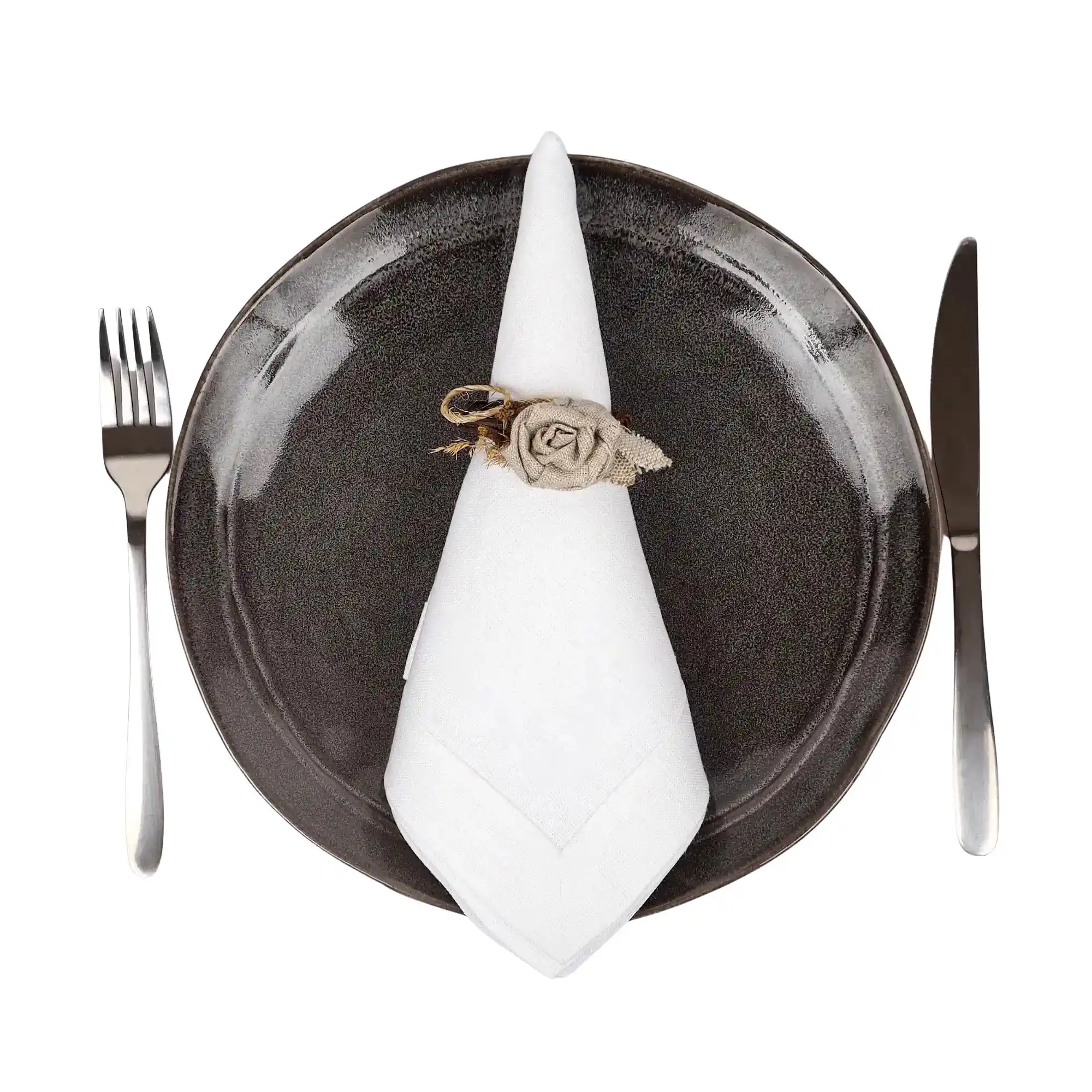 Serweta lniana biała z listwą