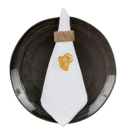 Serweta lniana biała z haftem dzwonki bożonarodzeniowe