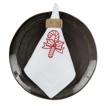 Serweta biała lniana z haftem lizak