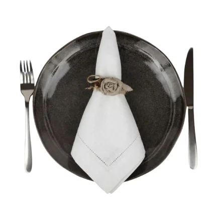 Serweta lniana biała z mereżką