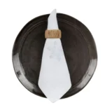 Serweta lniana biała z haftem śnieżynka